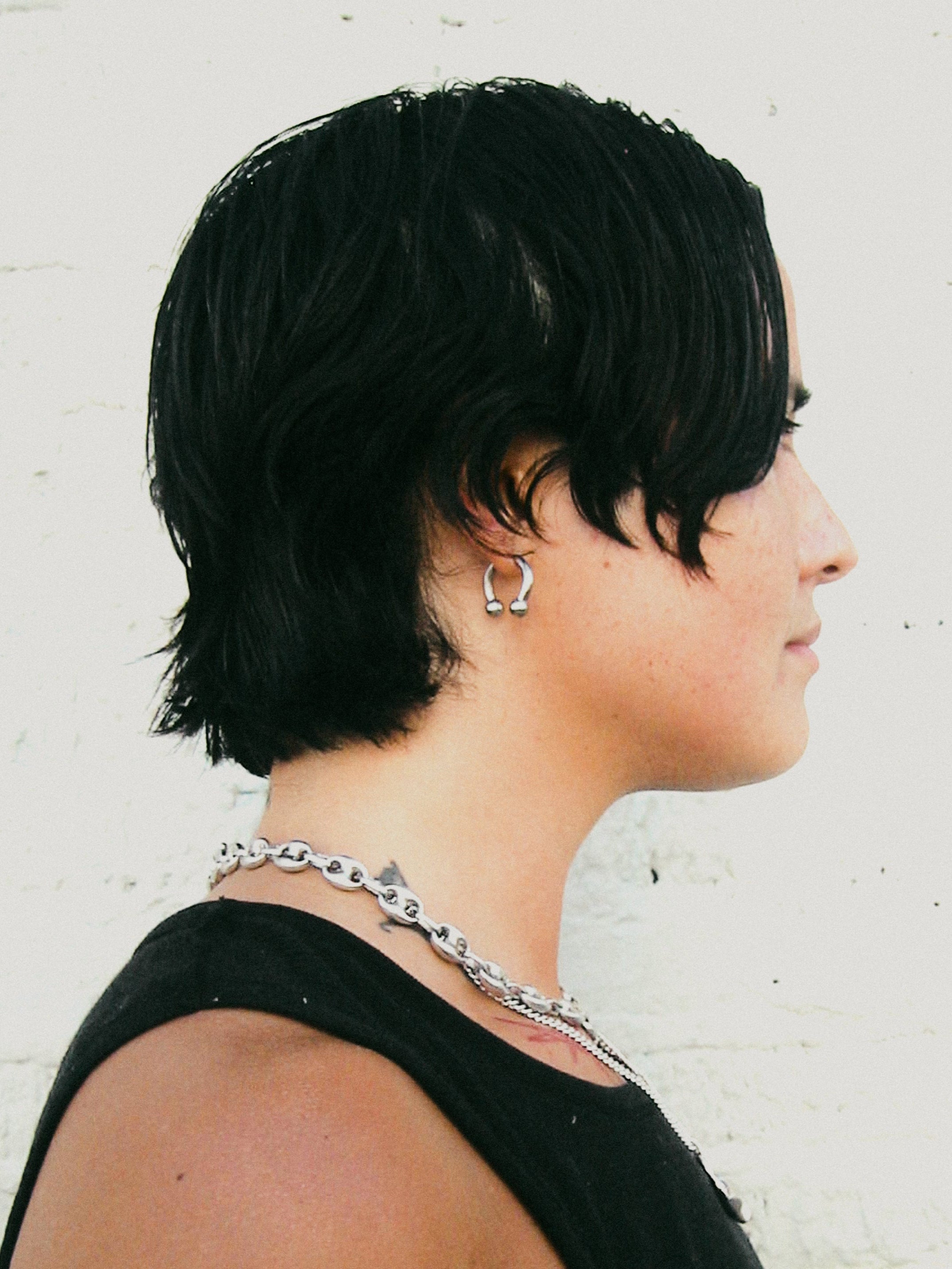 Silver Barbell Earring