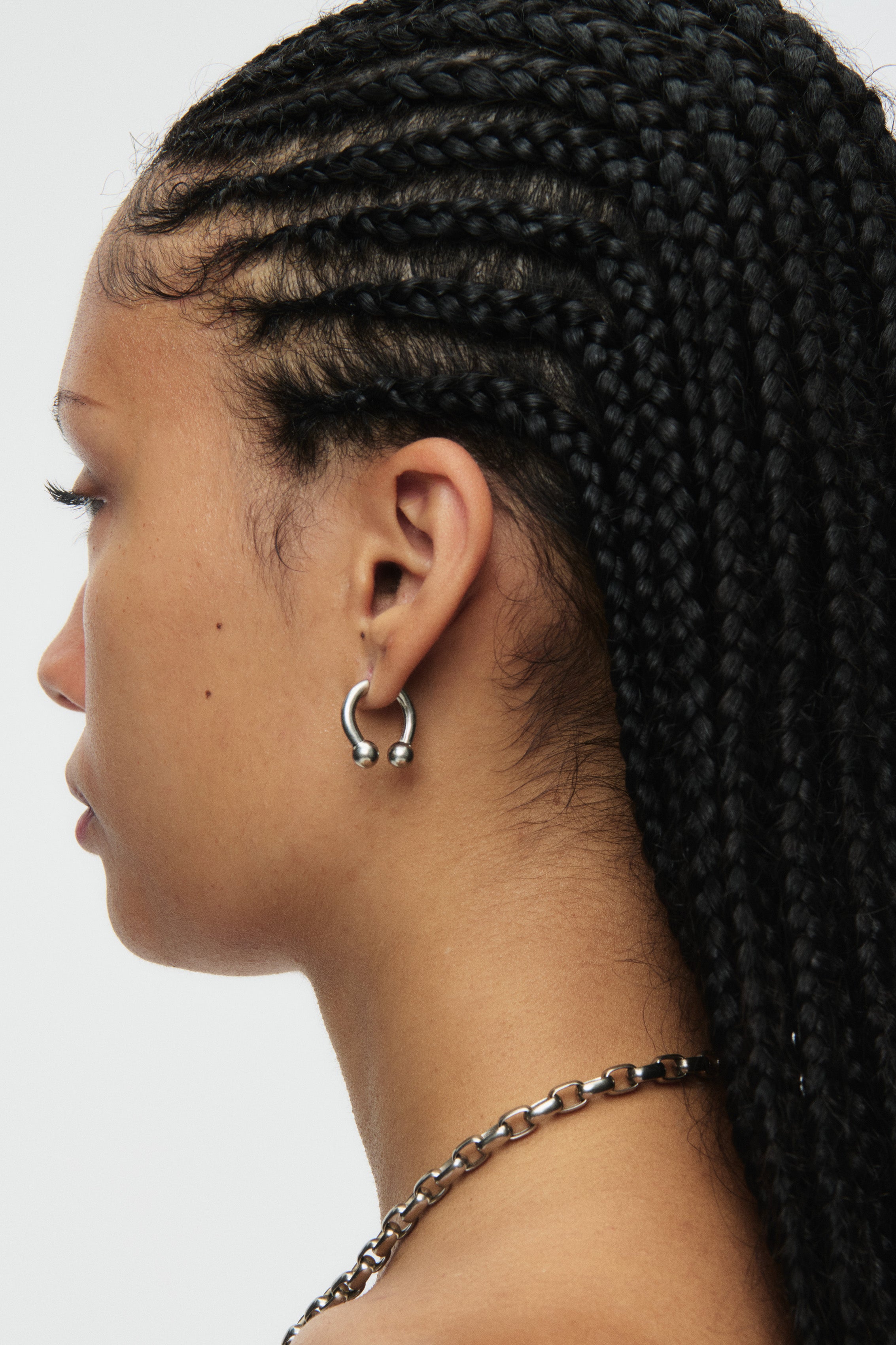 Silver Barbell Earring