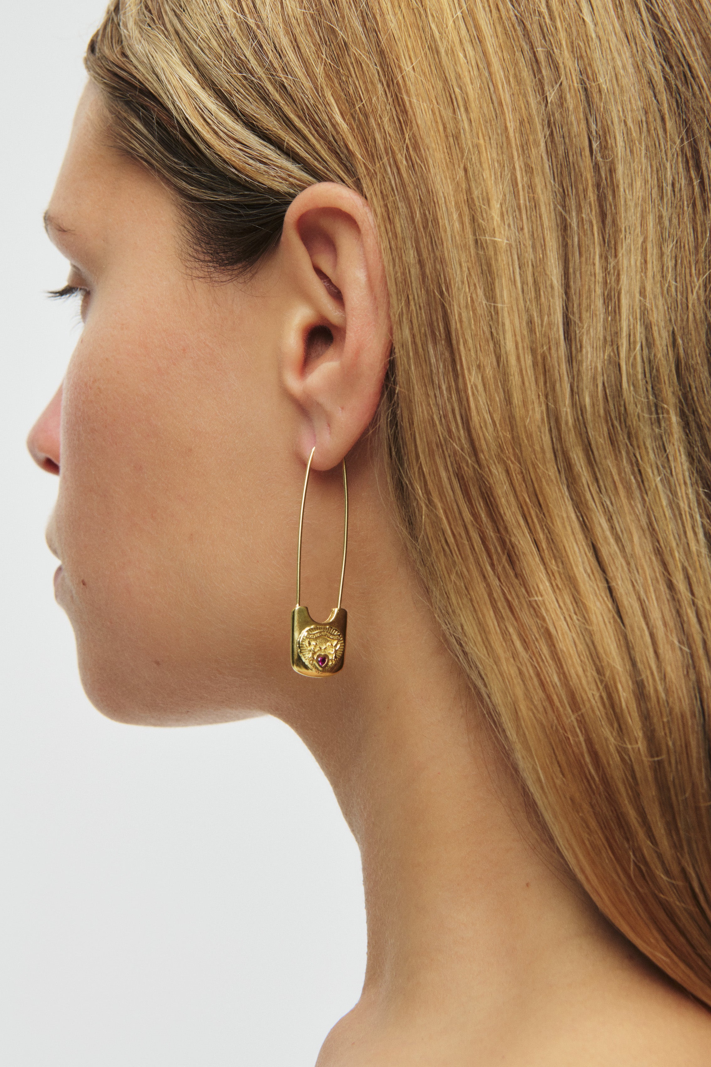 Gold Safety Pin Earrings
