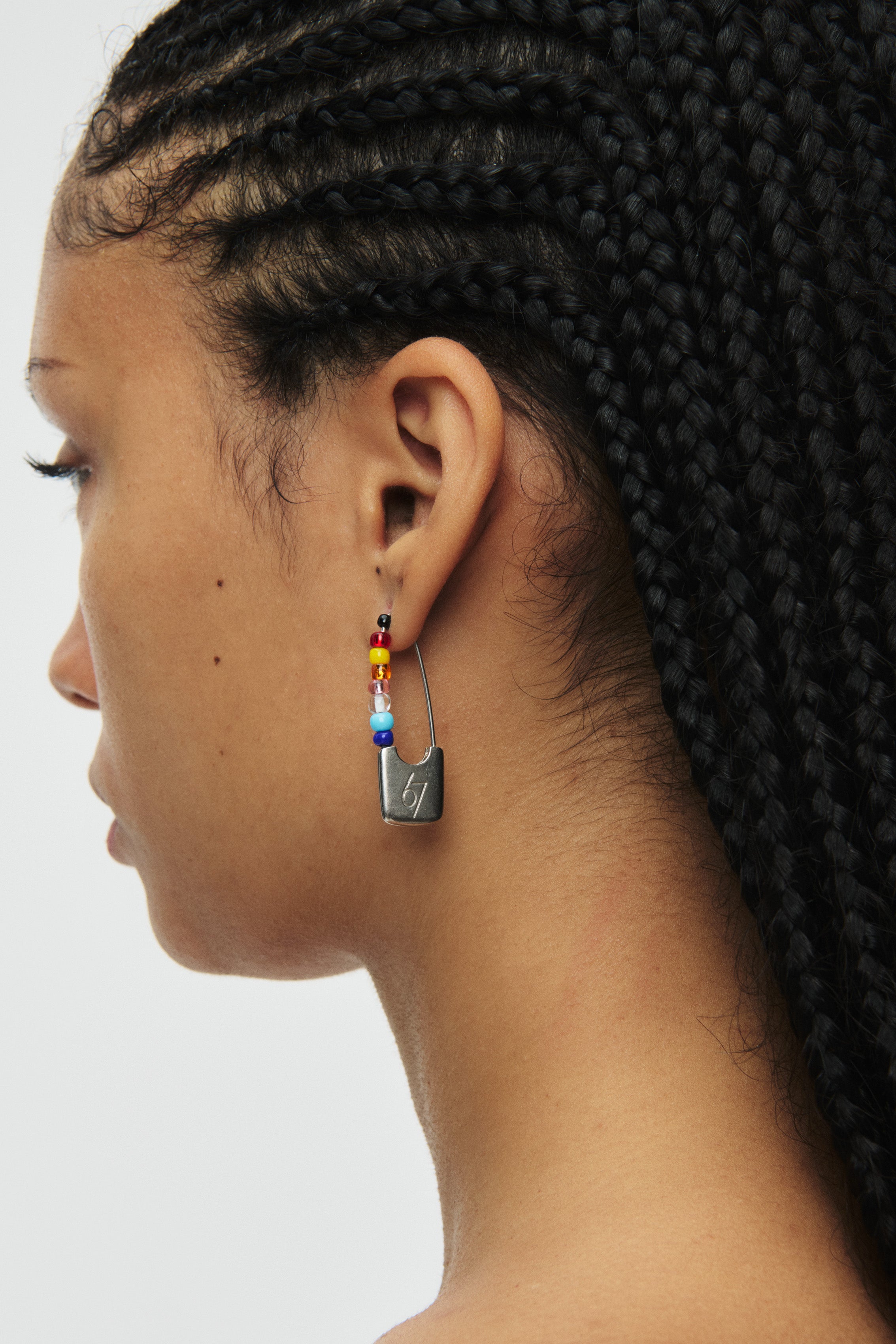 Beaded Safety Pin Earring