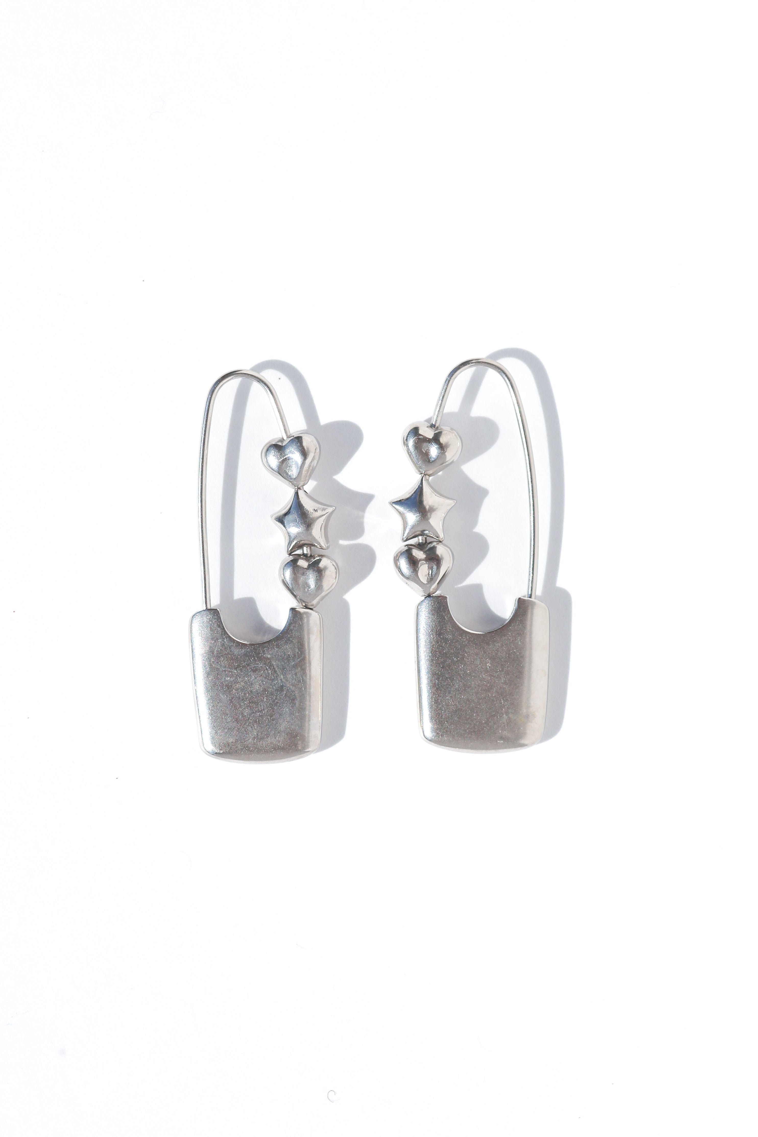 Puffed Heart and Star Safety Pins