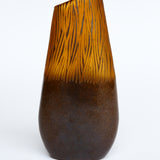 Amber and Brown Etched Glass Vase