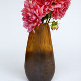Amber and Brown Etched Glass Vase