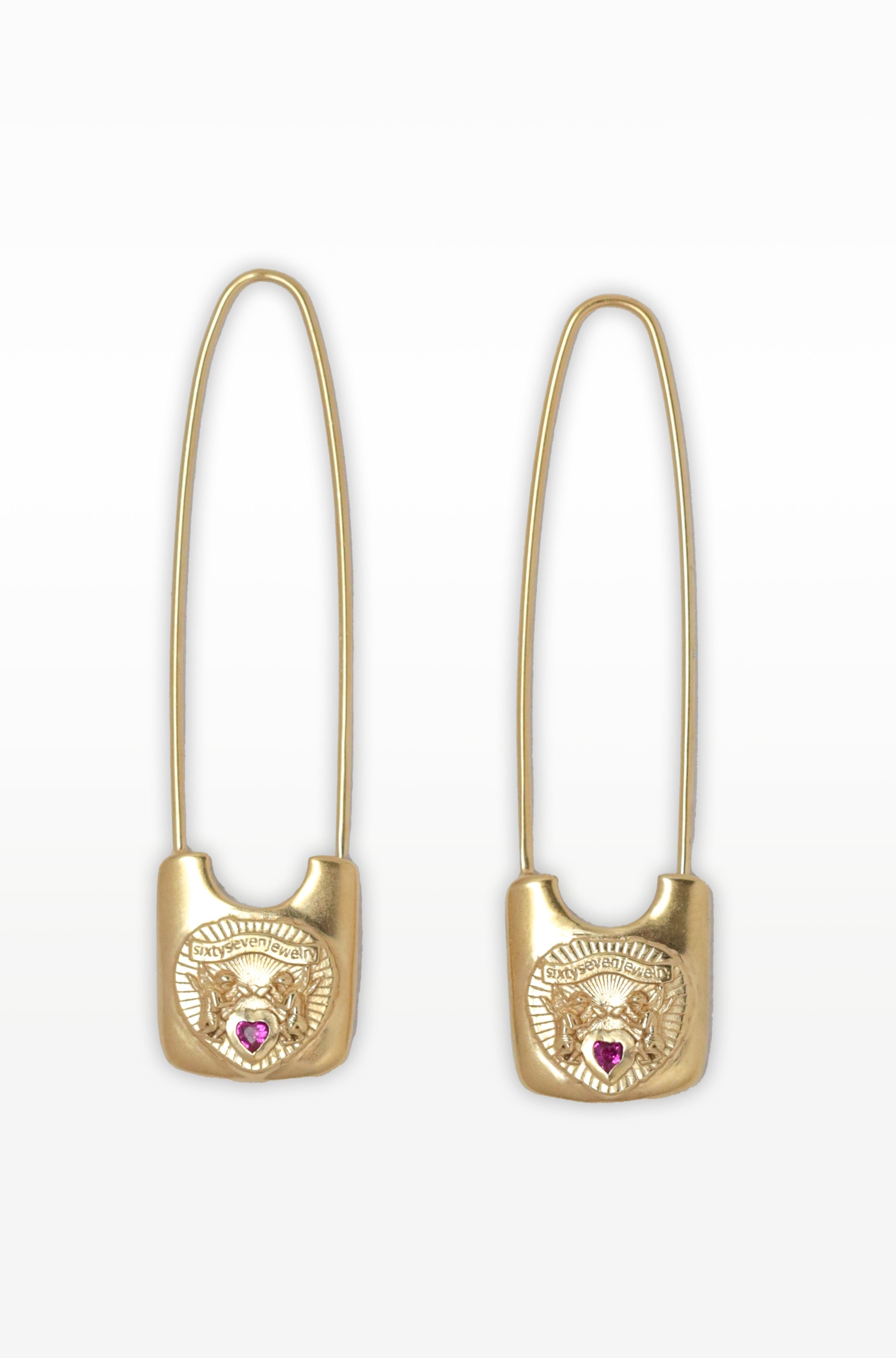 Gold Safety Pin Earrings