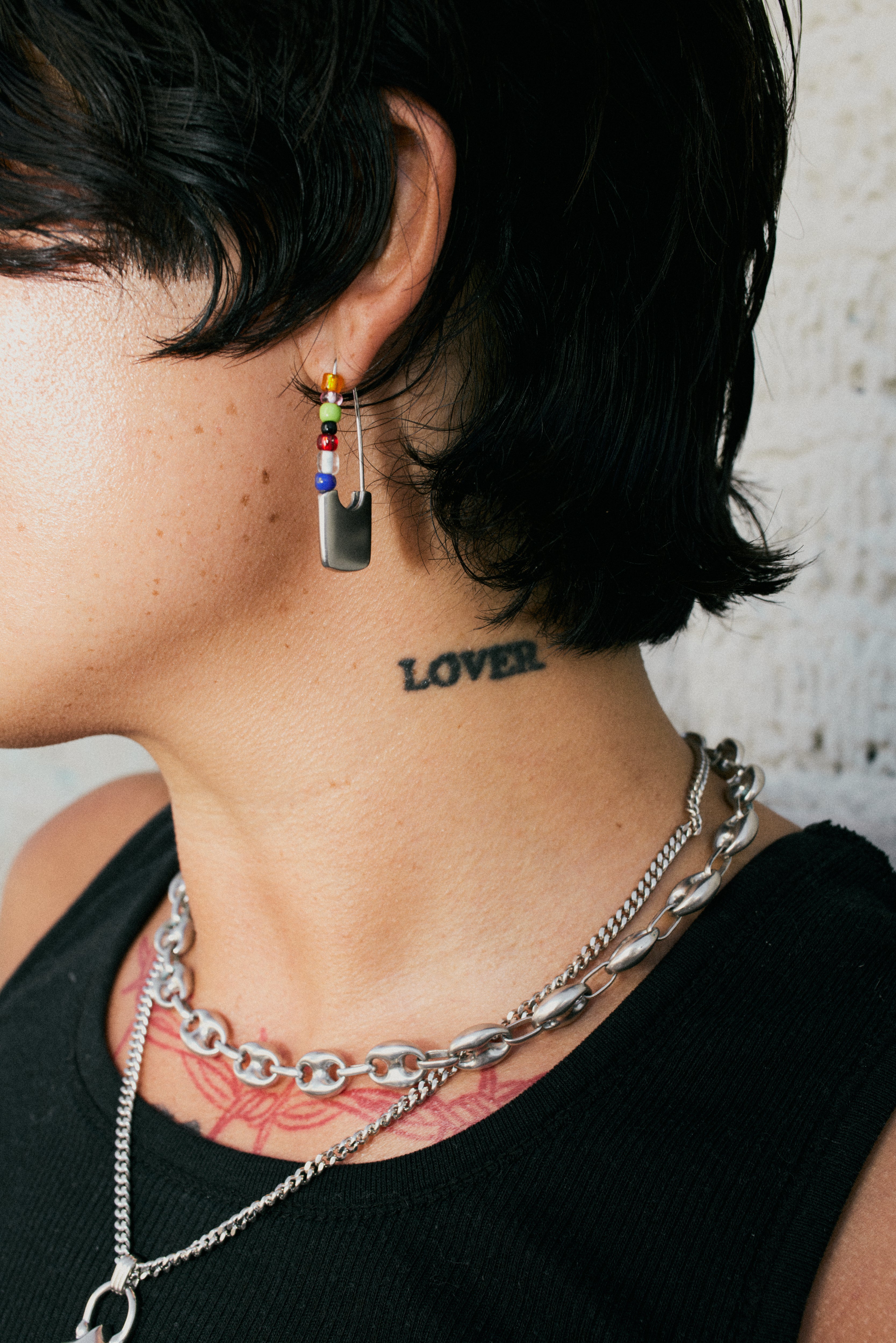 Beaded Safety Pin Earring
