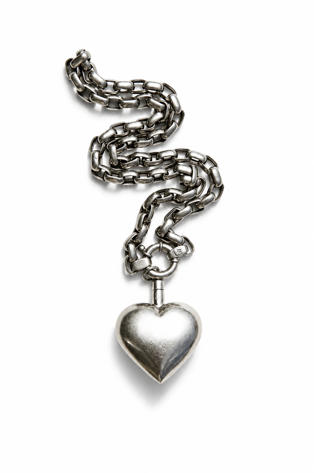 Puffed Heart Paperclip Necklace