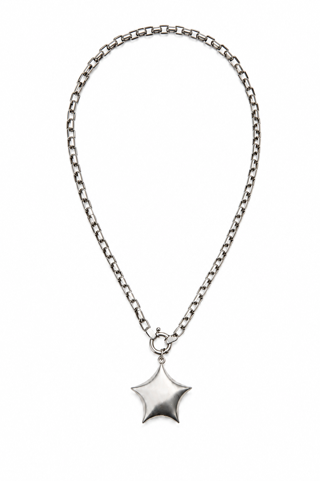 Puffed Star Paperclip Necklace