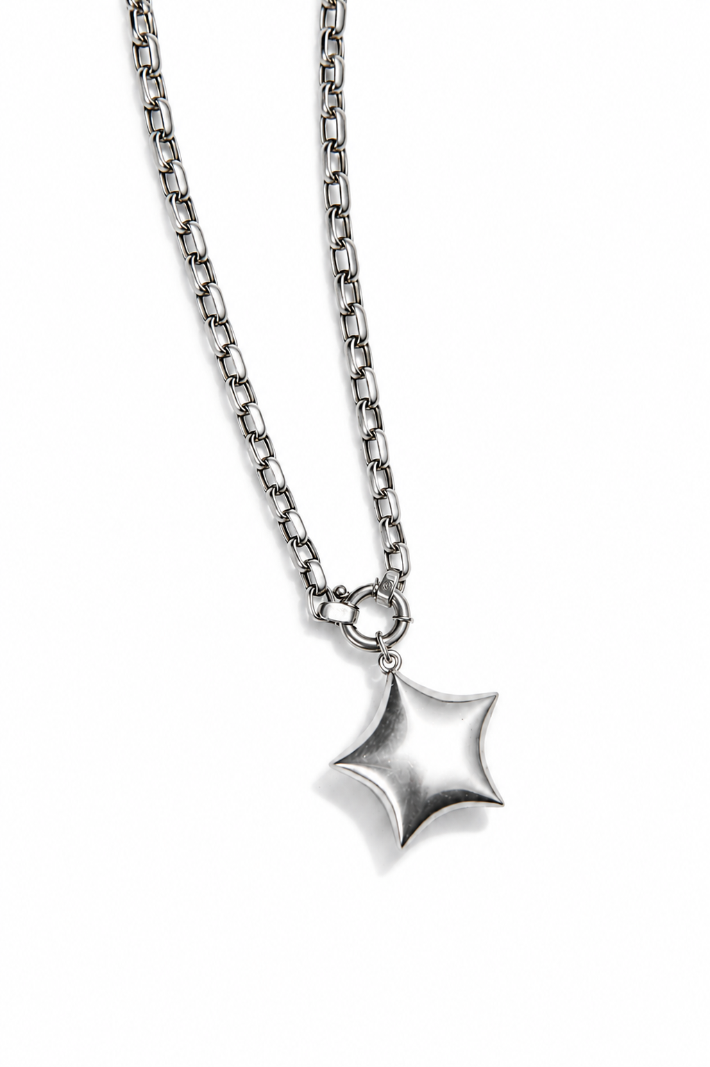 Puffed Star Paperclip Necklace