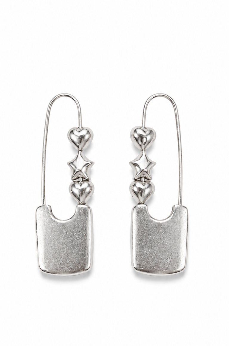 Puffed Heart and Star Safety Pins