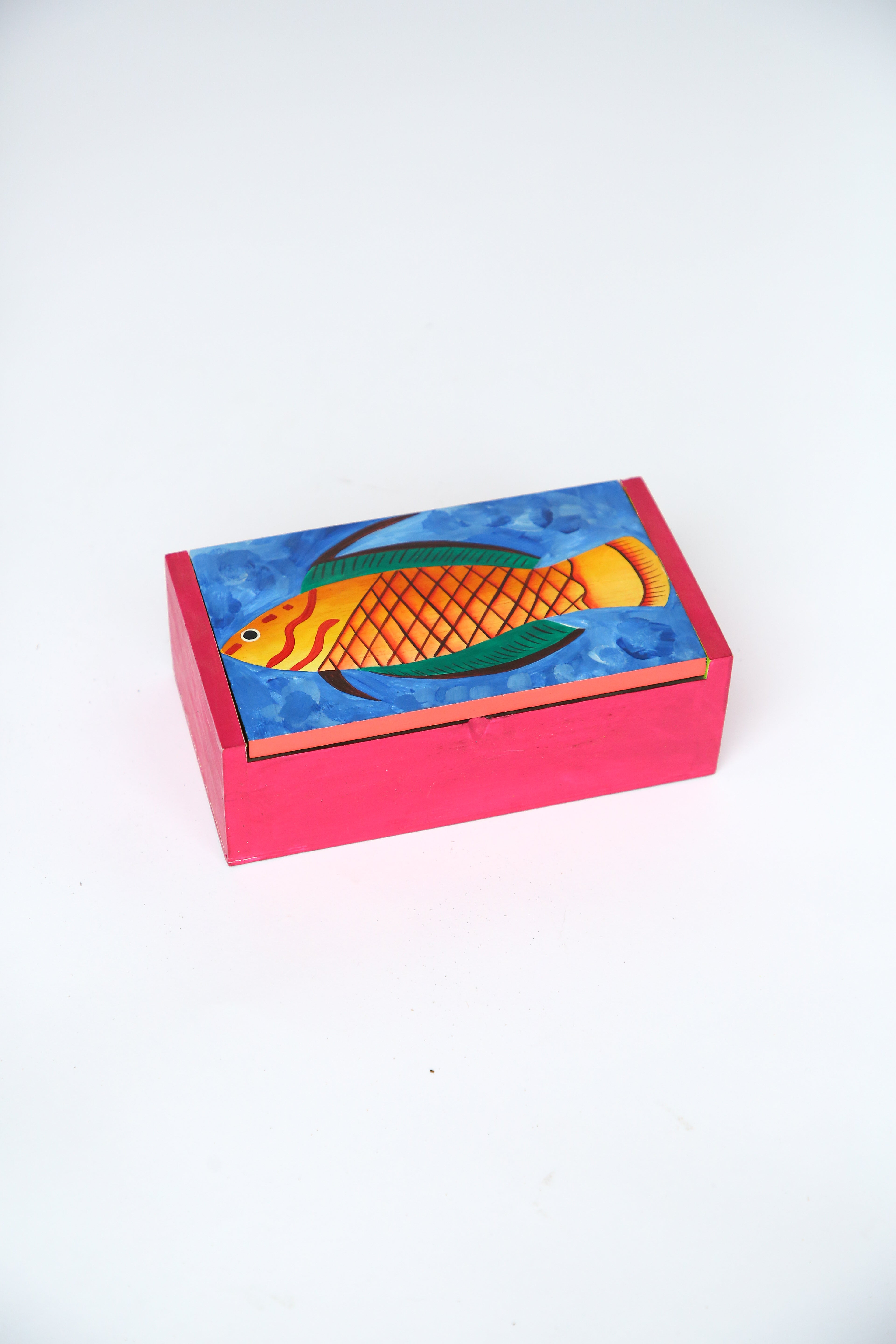 Vintage Hand Painted Fish Trinket Box