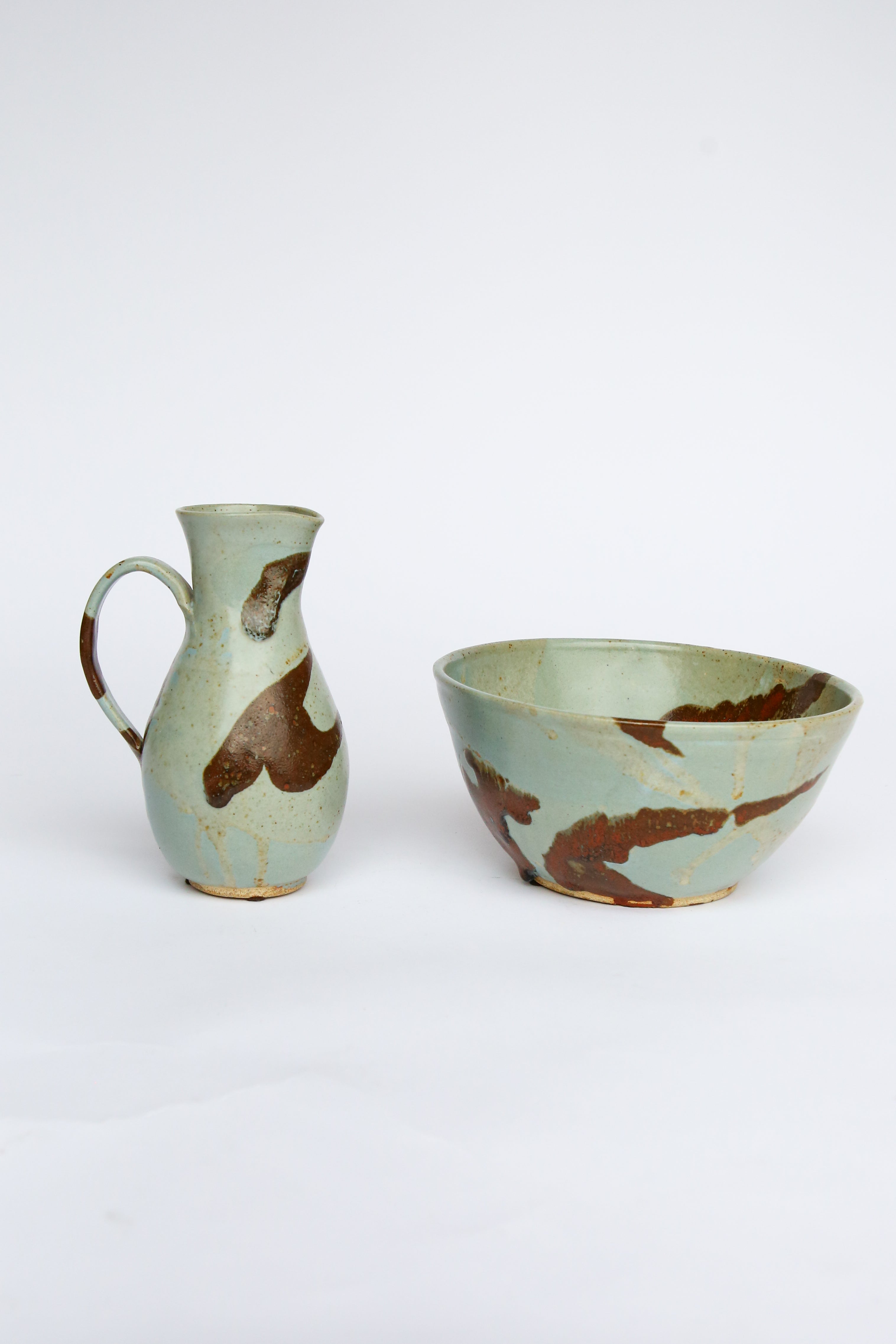 Vintage ceramic pitcher and bowl set