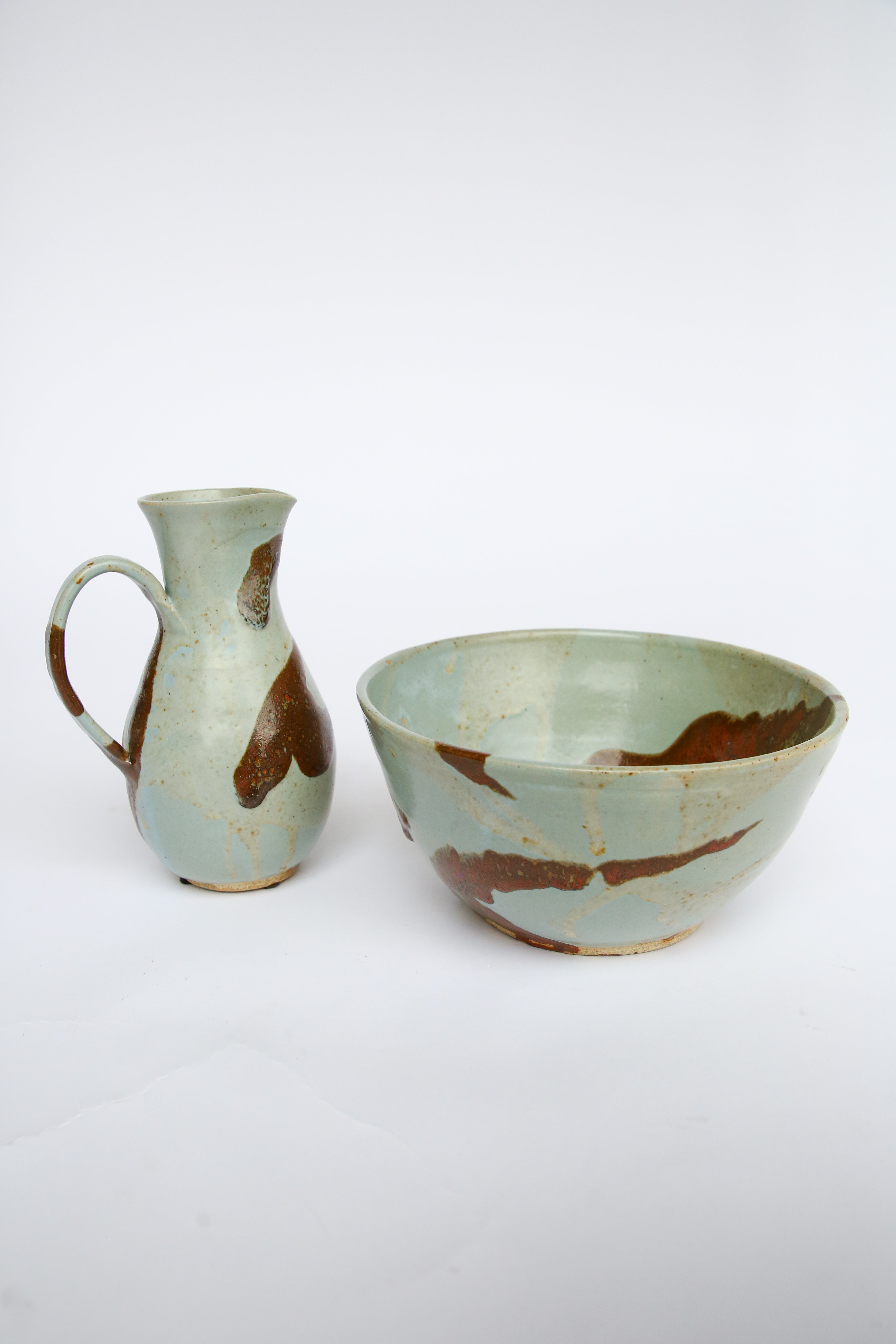 Vintage ceramic pitcher and bowl set