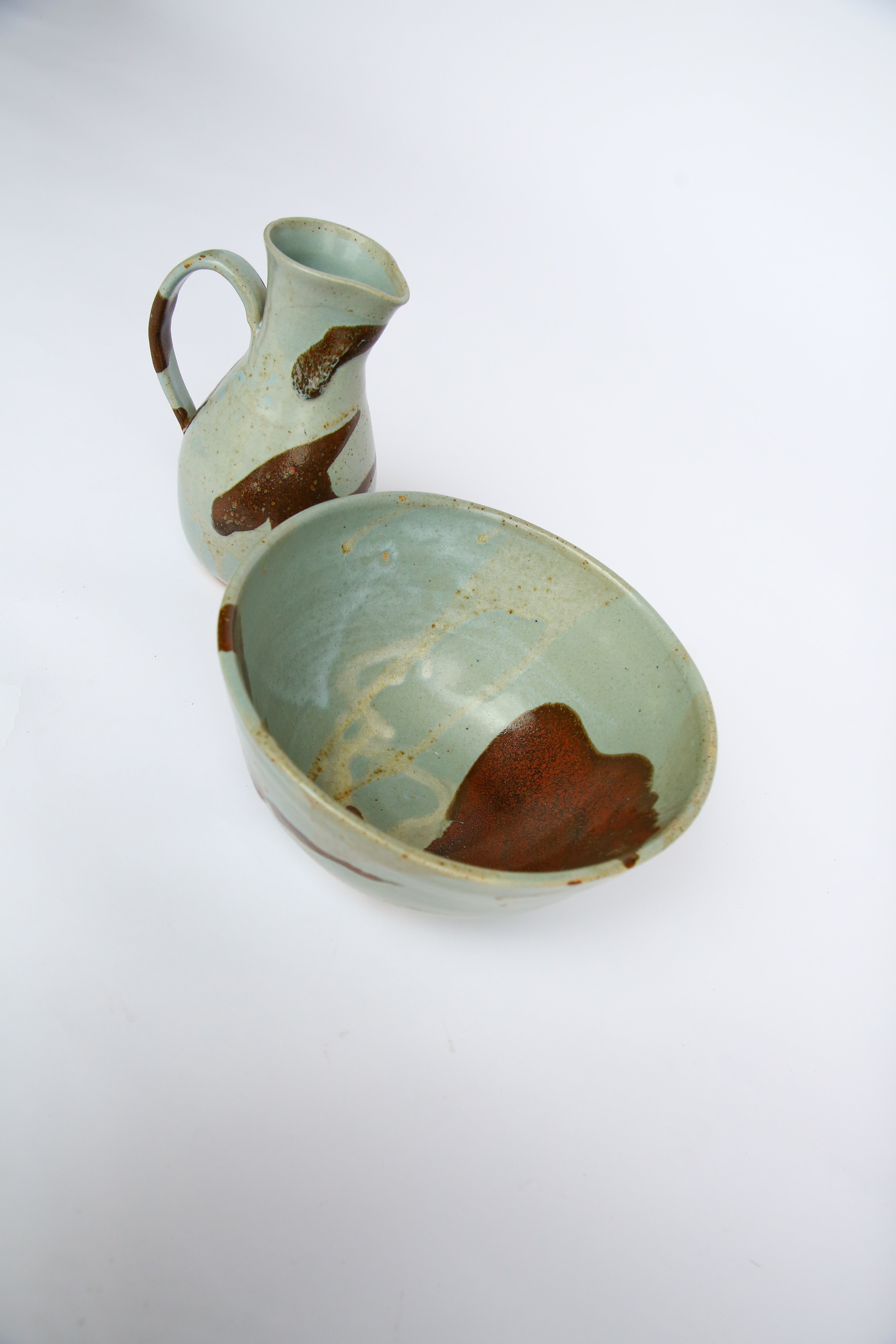Vintage ceramic pitcher and bowl set