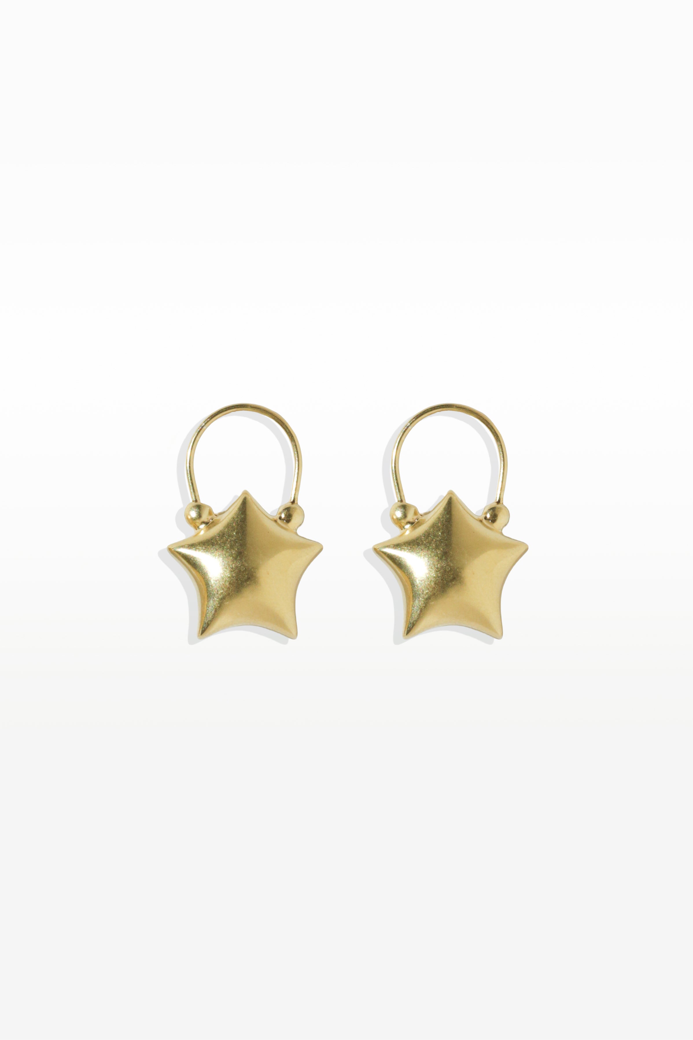 Gold Puffed Star Earrings