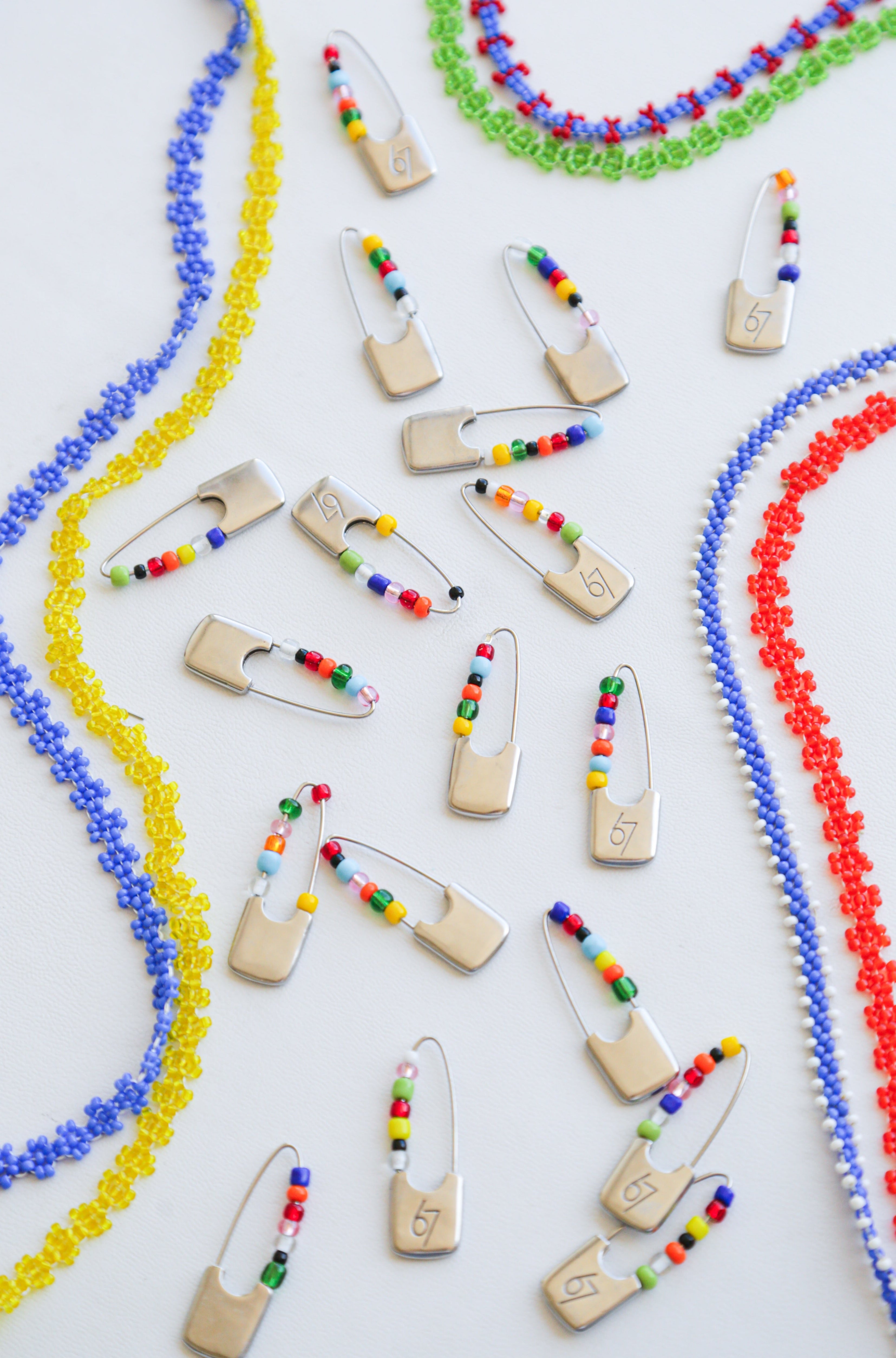 Beaded Safety Pin Earring