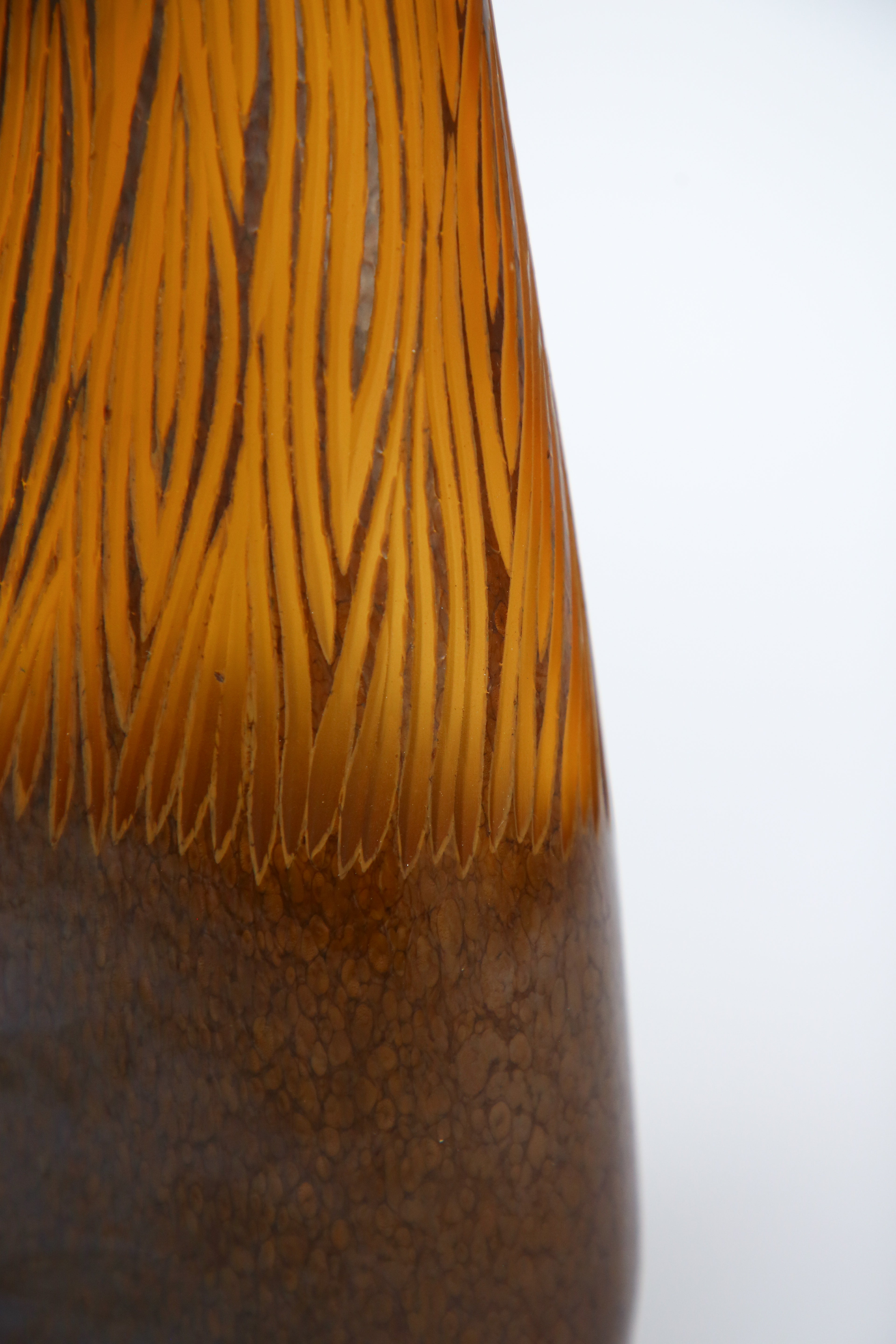 Amber and Brown Etched Glass Vase