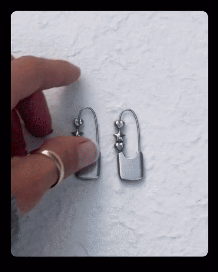 Puffed Heart and Star Safety Pins