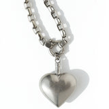 Puffed Heart Paperclip Necklace