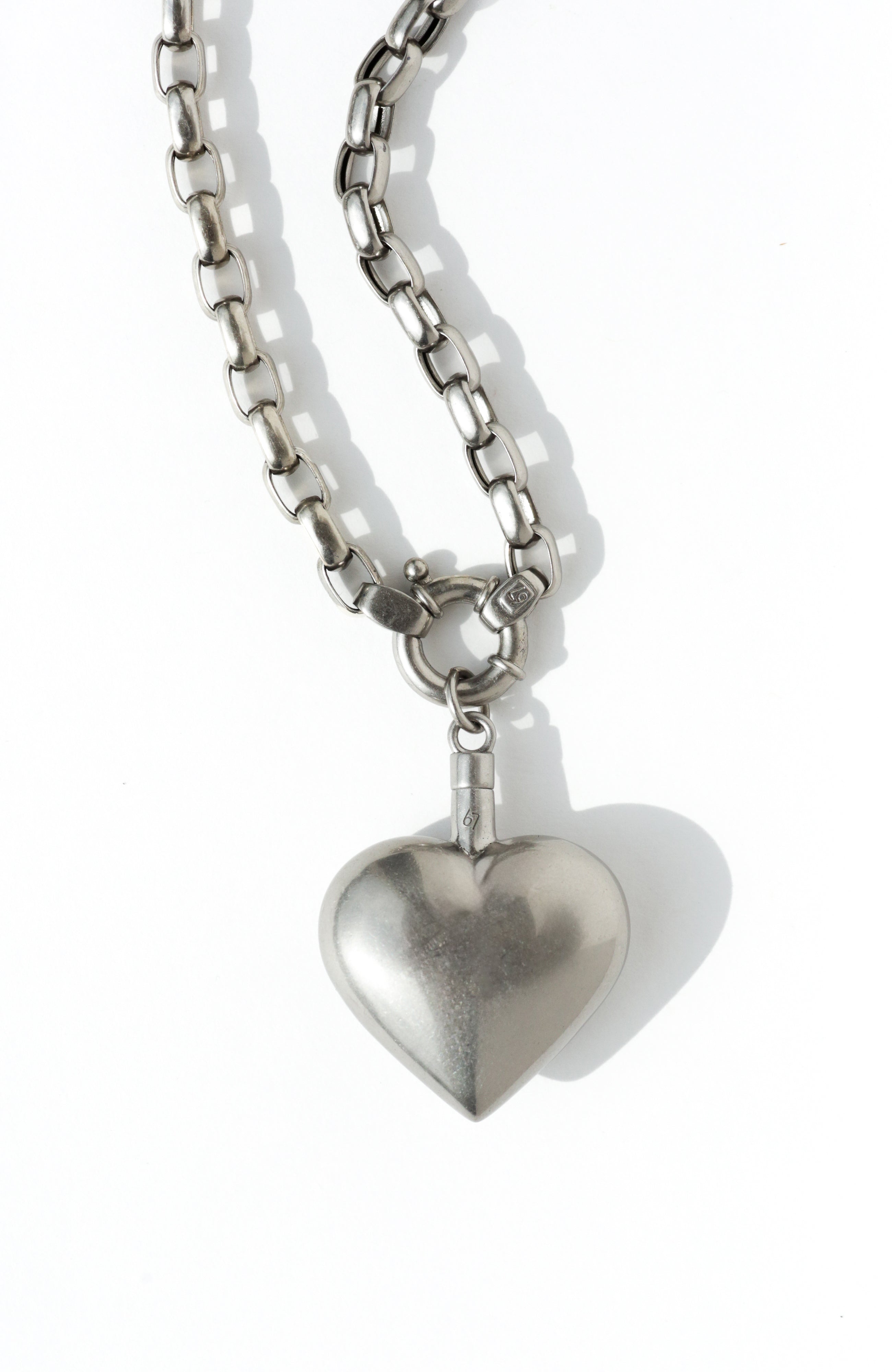 Puffed Heart Paperclip Necklace