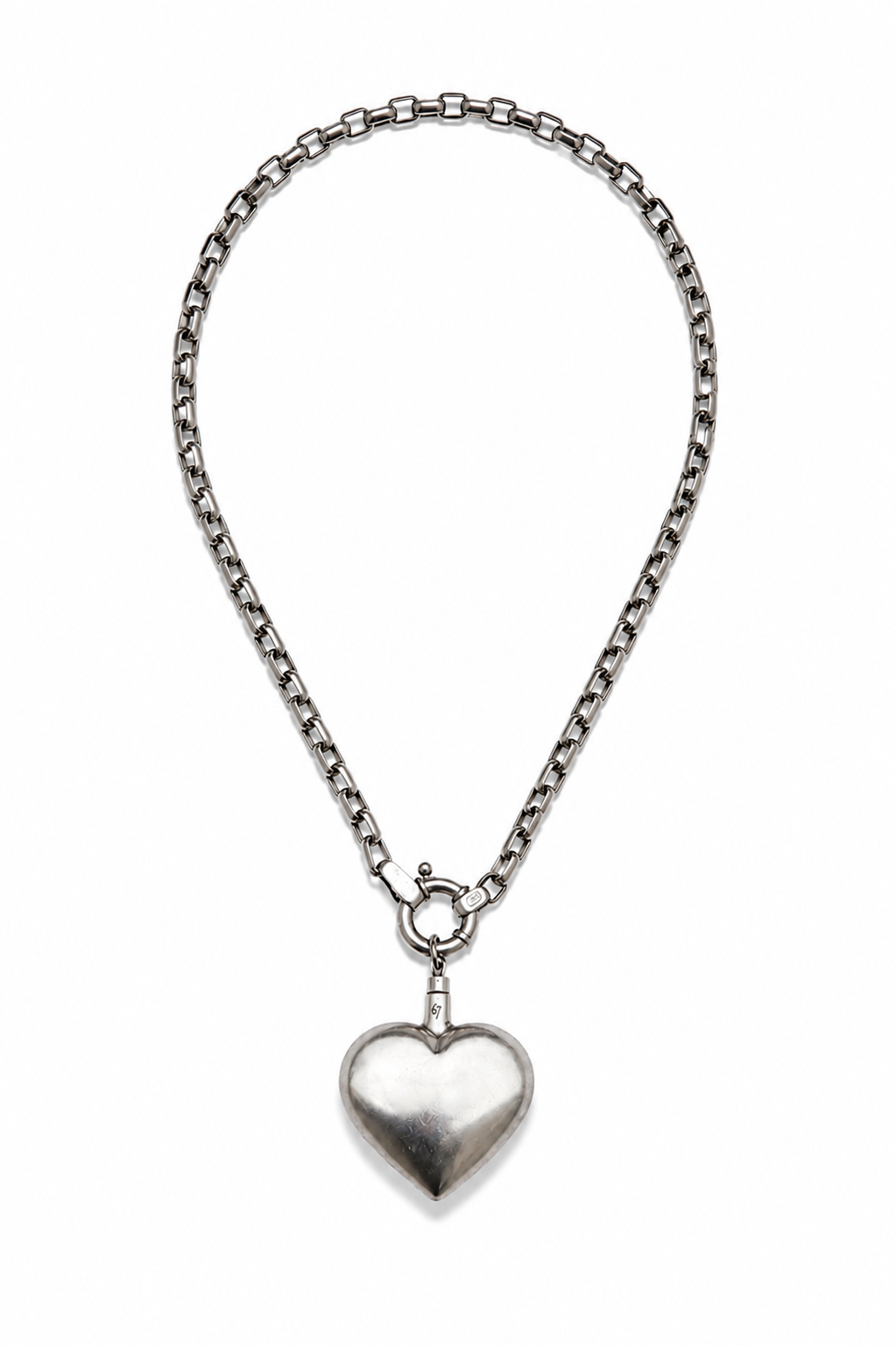 Puffed Heart Paperclip Necklace